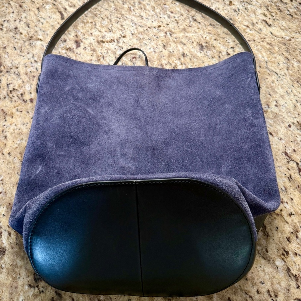 J.Crew Berkeley Bag - Navy Suede & Black Leather